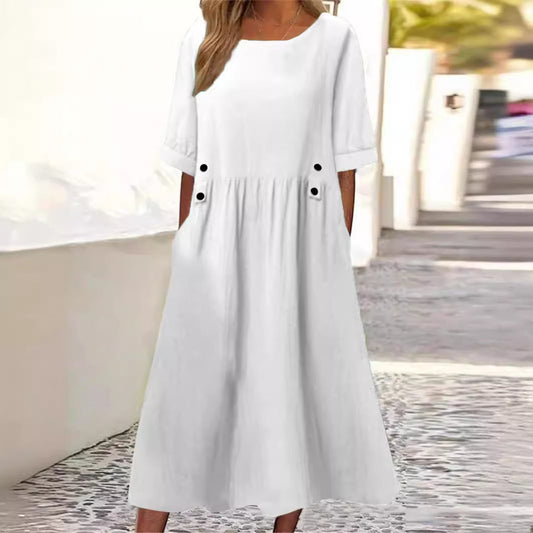 Nena | Vestido Midi con Acento de Botón