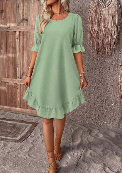 Isolde - Vestido midi de manga corta con encanto retro
