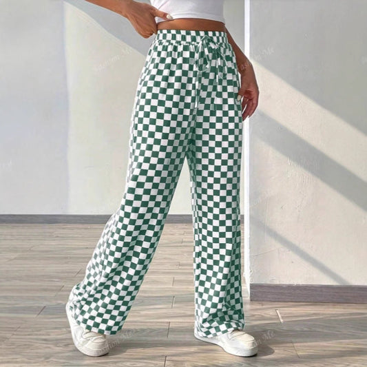 Pantalones de cintura elástica con cordón y corte relajado