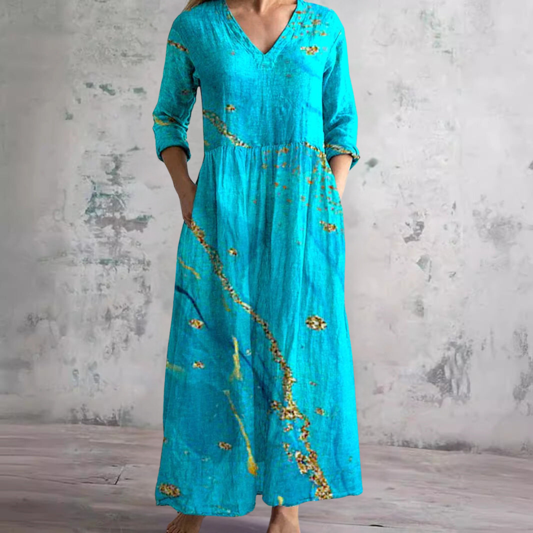 Marfil - Vestido Maxi Bohemio Floral Caprichoso