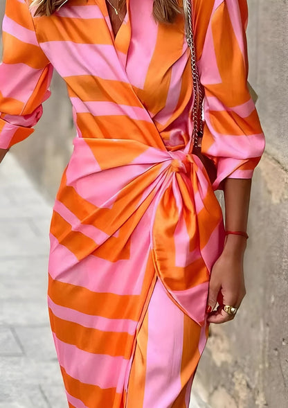 Olivia – Vestido Camisero Estampado con Cintura Entallada