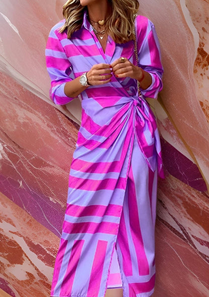 Olivia – Vestido Camisero Estampado con Cintura Entallada