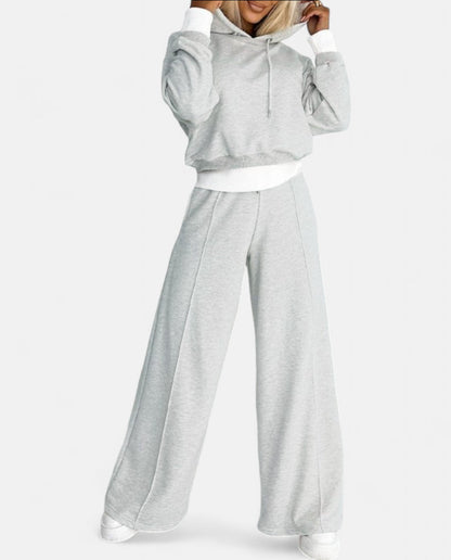 Two-Tone Hoodie Set with Wide Legs - Isabelle