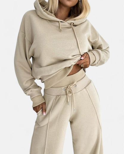 Two-Tone Hoodie Set with Wide Legs - Isabelle