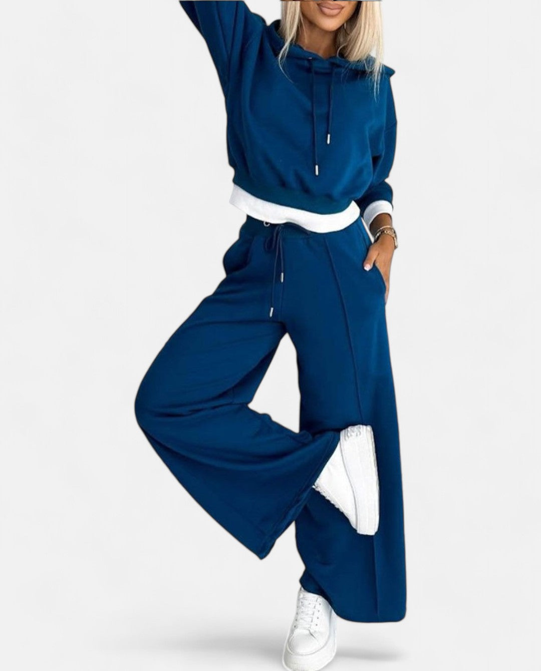 Two-Tone Hoodie Set with Wide Legs - Isabelle