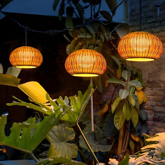 Lámpara colgante exterior de ratán moderna para jardín