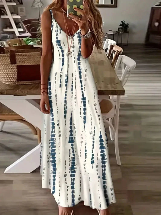 Seren - Vestido maxi de mujer con escote en V y teñido anudado