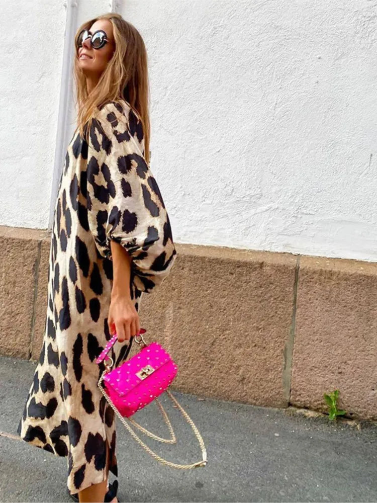 Lena | Vestido de estampado de leopardo