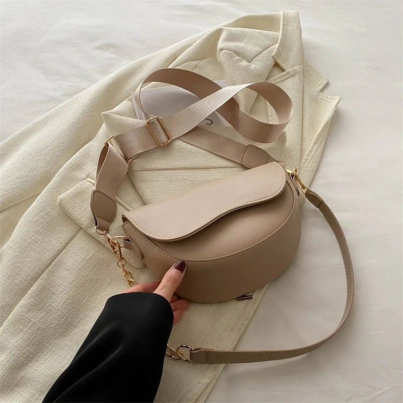 Bolsa de cuero de moda cruzada con doble correa