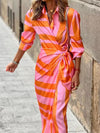 Clarissa | Vestido Camisa Midi a Rayas