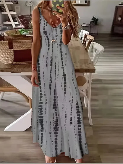 Seren - Vestido maxi de mujer con escote en V y teñido anudado