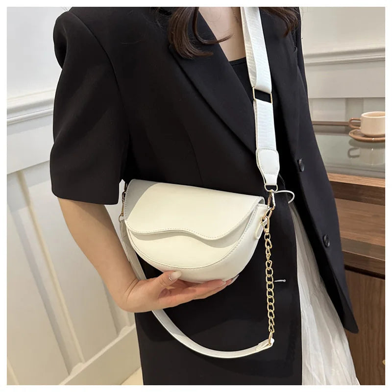 Bolsa de cuero de moda cruzada con doble correa