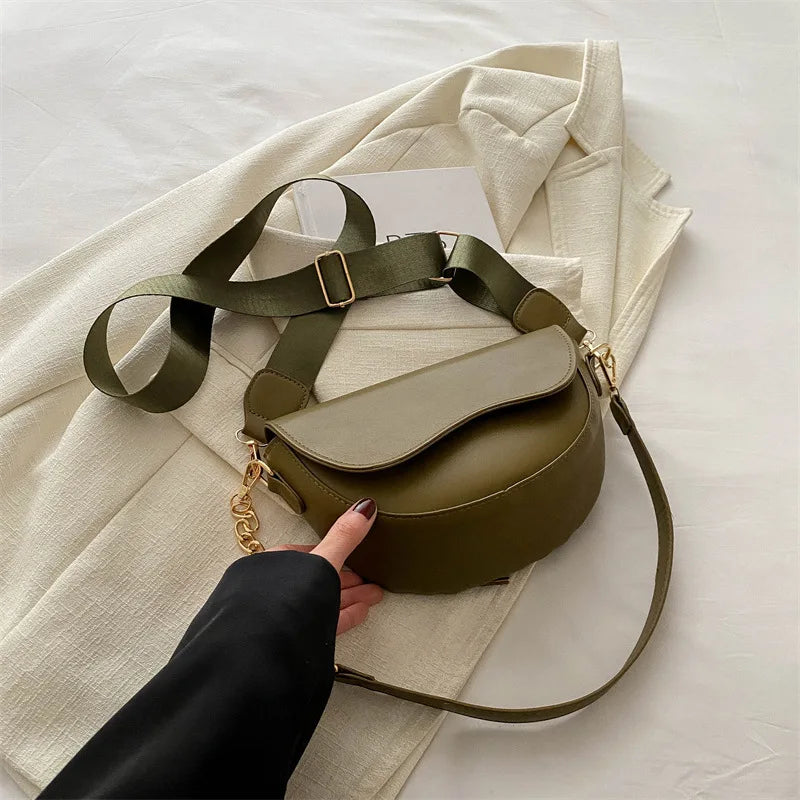 Bolsa de cuero de moda cruzada con doble correa
