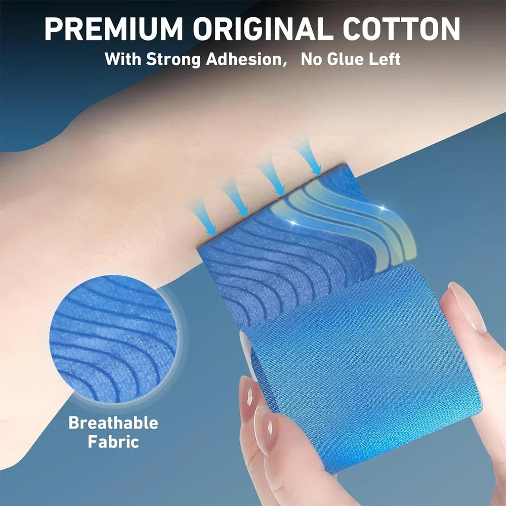 Pre-Cut Kinesiology Tape for Muscle Support and Pain Relief – Flexible & Waterproof Sports Tape