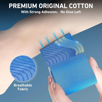 Pre-Cut Kinesiology Tape for Muscle Support and Pain Relief – Flexible & Waterproof Sports Tape