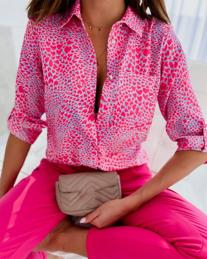 Sibylle | Blusa de moda con mangas largas y tapeta de botones