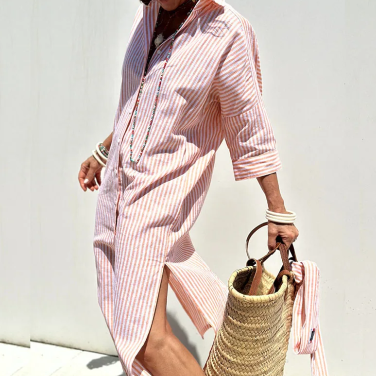 Tricia | Vestido Camisero Elegante a Rayas
