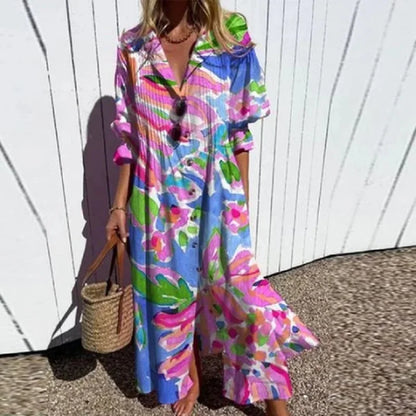 Caitlyn - Vestido Maxi Bohemio con Mangas Abullonadas