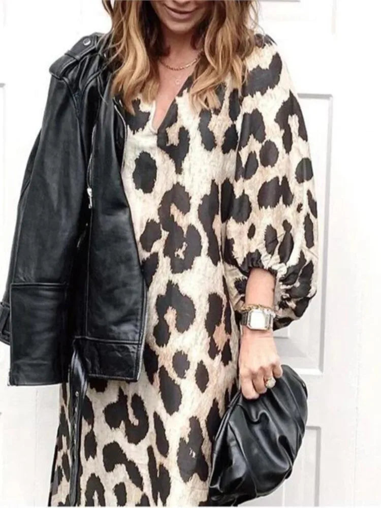 Lena | Vestido de estampado de leopardo