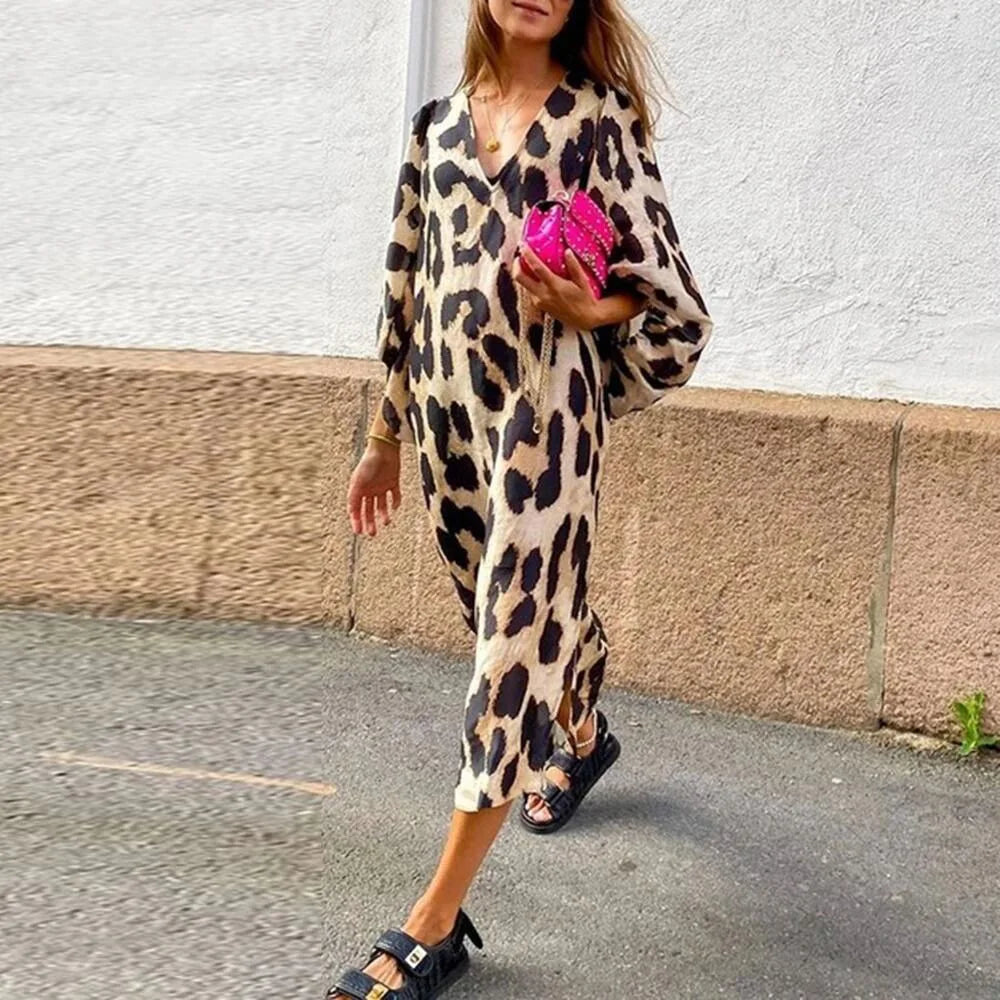 Lena | Vestido de estampado de leopardo