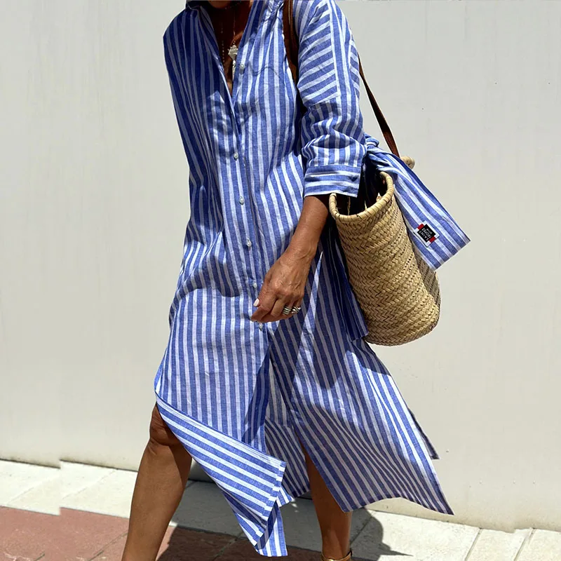 Tricia | Vestido Camisero Elegante a Rayas