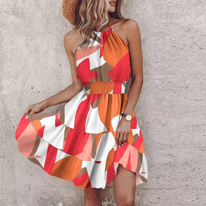 Loxley - Vestido Mini Estampado Irregular Sin Espalda