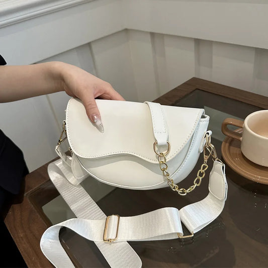 Bolsa de cuero de moda cruzada con doble correa
