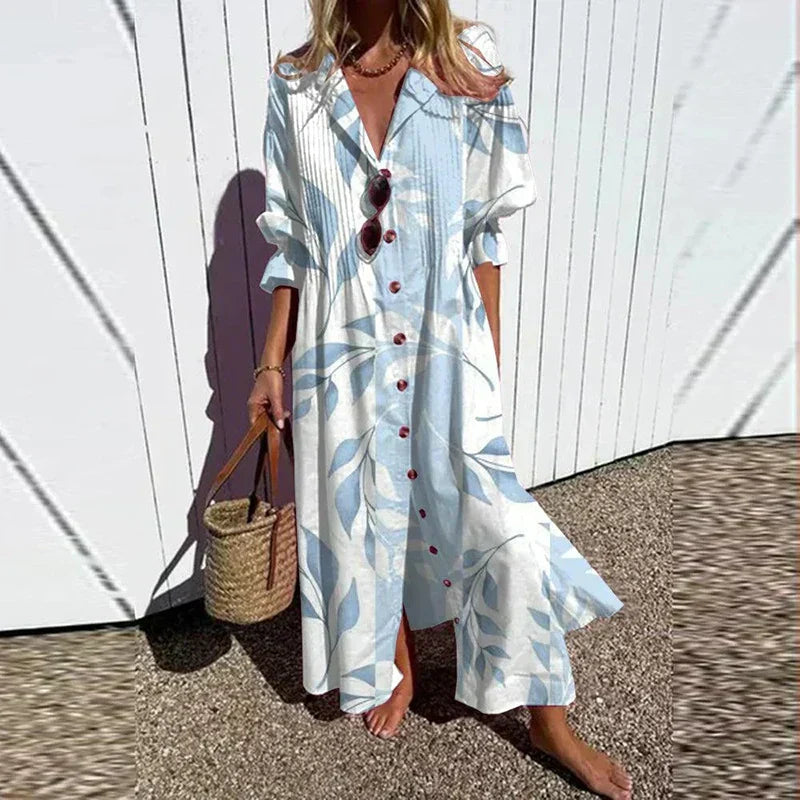 Caitlyn - Vestido Maxi Bohemio con Mangas Abullonadas