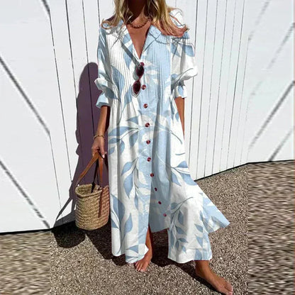 Caitlyn - Vestido Maxi Bohemio con Mangas Abullonadas