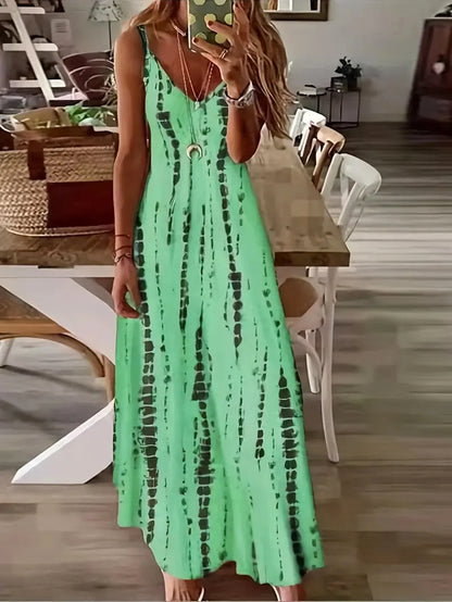 Seren - Vestido maxi de mujer con escote en V y teñido anudado