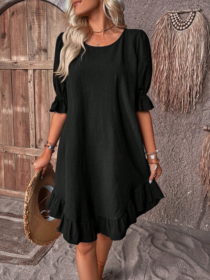 Isolde - Vestido midi de manga corta con encanto retro