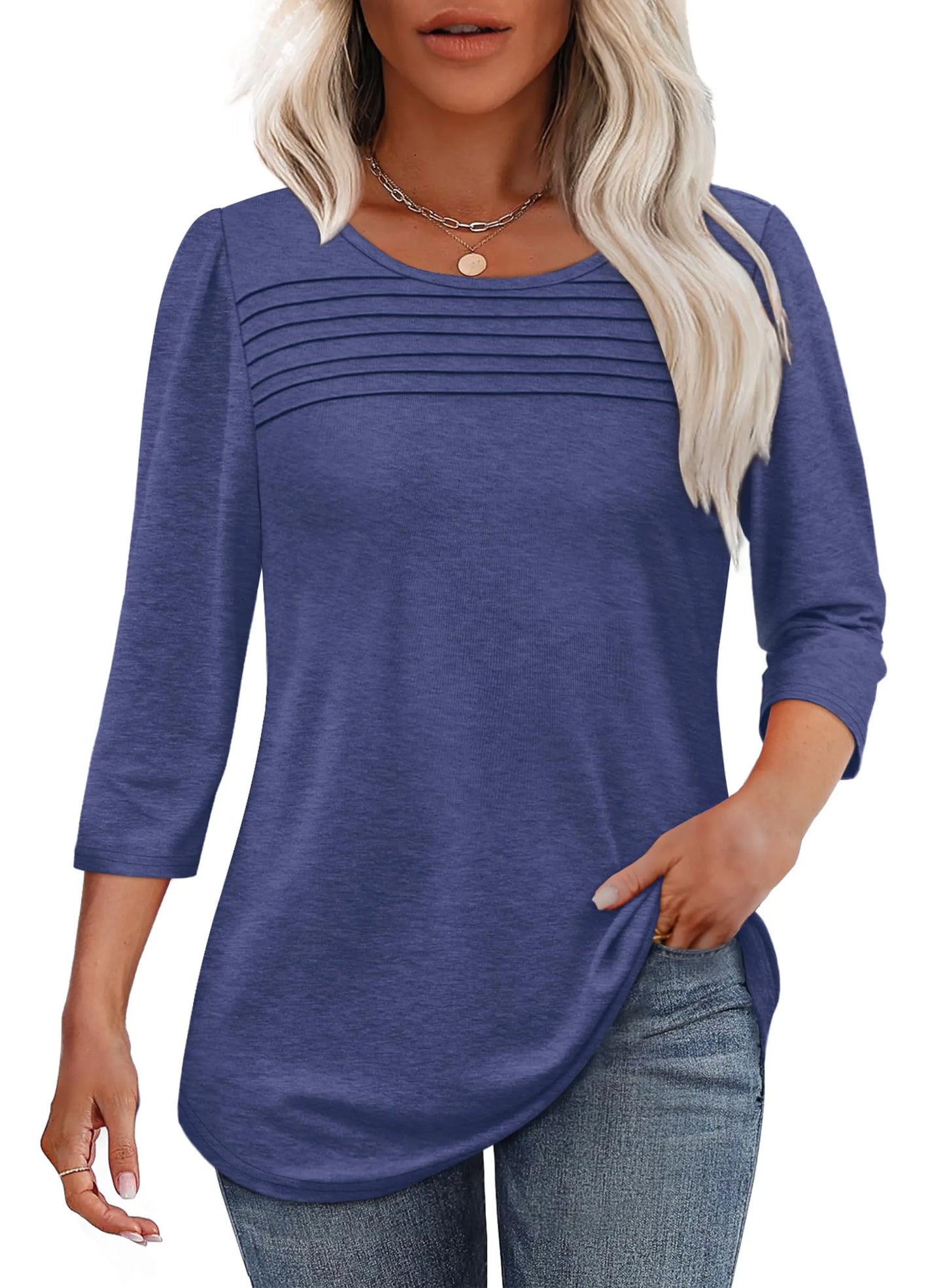 Mona | Blusa plisada de manga 3/4
