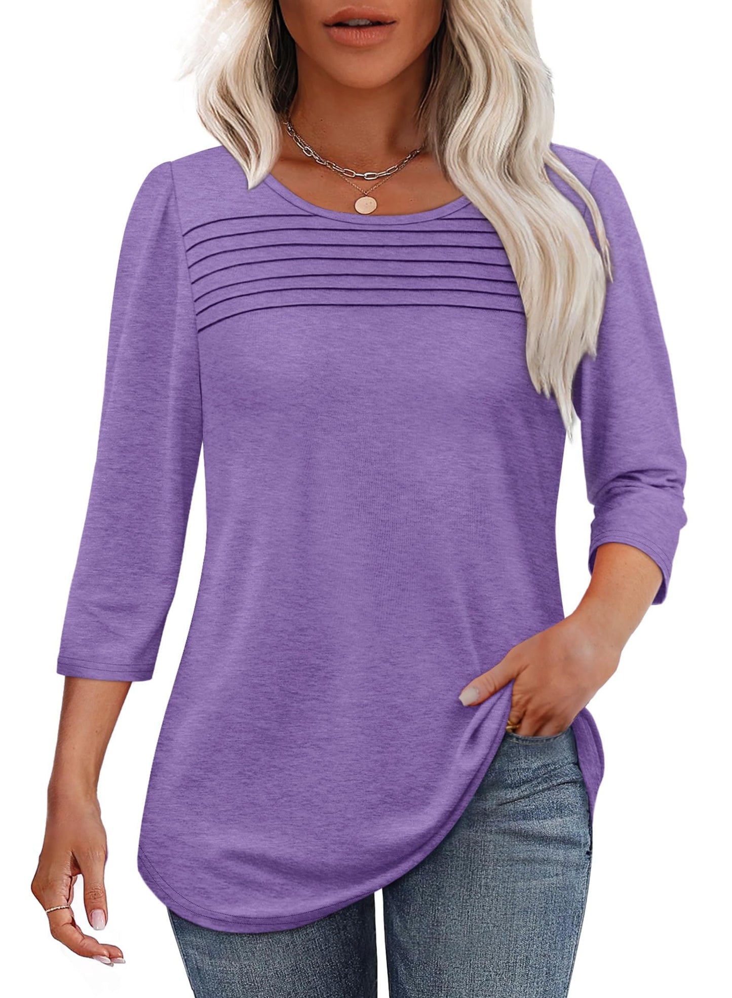 Mona | Blusa plisada de manga 3/4