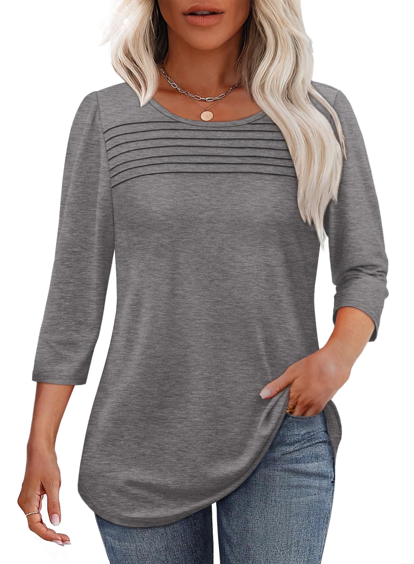 Mona | Blusa plisada de manga 3/4