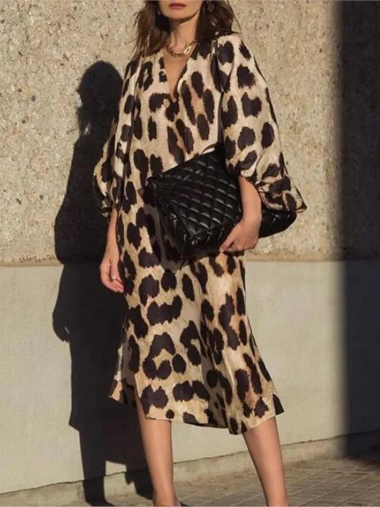 Lena | Vestido de estampado de leopardo