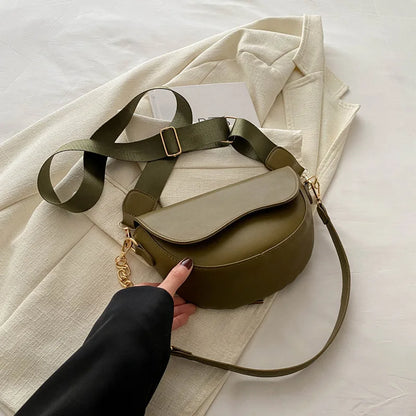 Bolsa de cuero de moda cruzada con doble correa