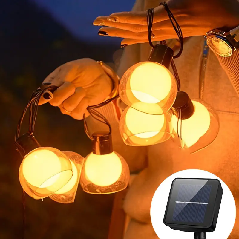 Luces de cadena solares para exteriores con brillo cálido