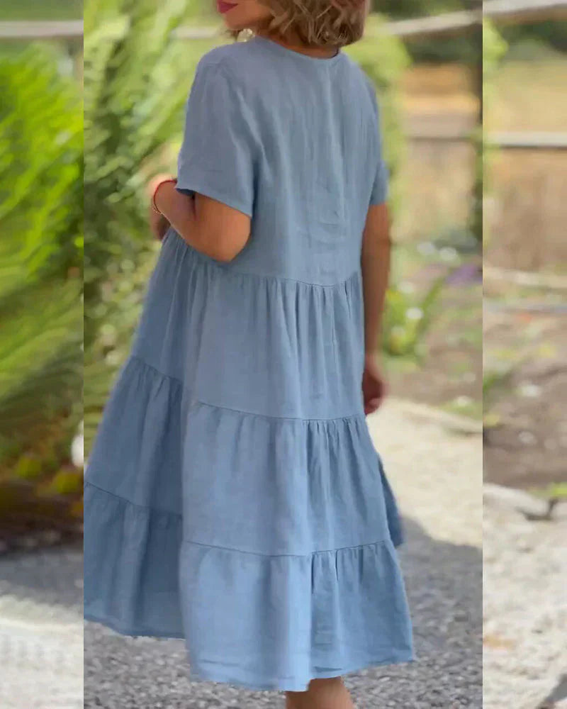 Vestido de verano casual con escote en V de Bretaña