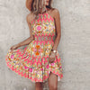 Loxley - Vestido Mini Estampado Irregular Sin Espalda