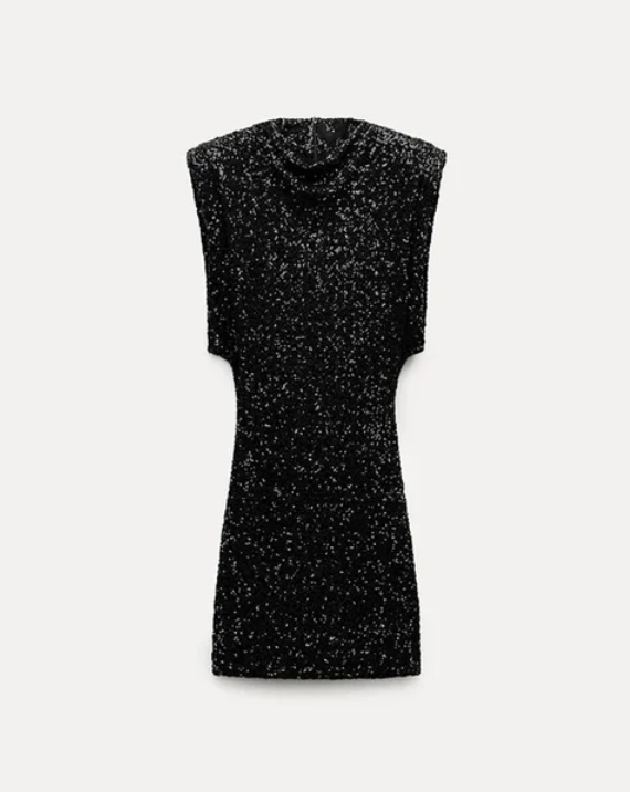 Halle - Vestido Mini Ajustado de Lentejuelas con Cuello Redondo