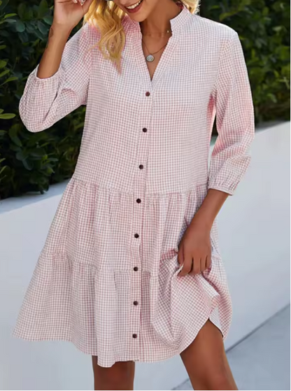 Zuri - Vestido mini suelto para mujer con estilo camisa y escote en V