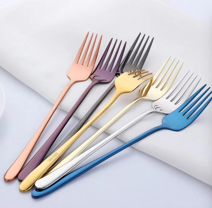 Juego de cubiertos modernos de acero inoxidable tenedores para comedor