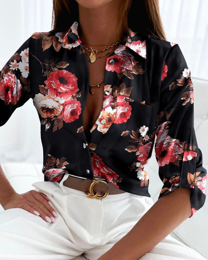 Sibylle | Blusa de moda con mangas largas y tapeta de botones