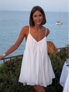 Olive - Vestido playero mini plisado con escote en V