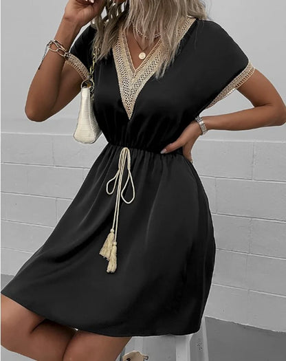 Josephine - Vestido bohemio chic con escote en V y cinturón favorecedor en la cintura