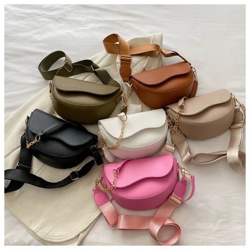 Bolsa de cuero de moda cruzada con doble correa