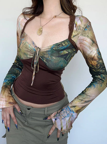 Blusa Marlene de manga larga con mangas acampanadas