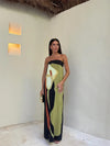 Anastasia | Vestido largo abstracto sin tirantes