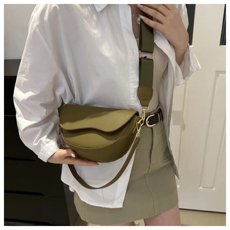 Bolsa de cuero de moda cruzada con doble correa