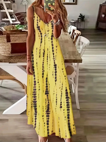 Seren - Vestido maxi de mujer con escote en V y teñido anudado